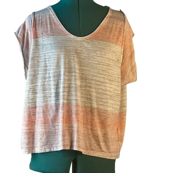 Pilcro Blush & Gray Colorblock V-Neck Dolman Tee Women’s Size M - Picture 2 of 6